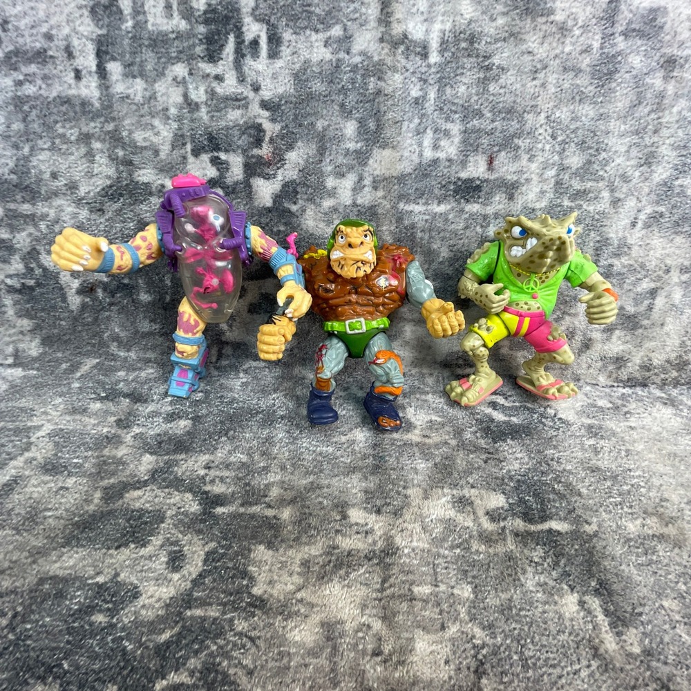 Vintage 1990 TMNT Action Figure Lot Mutagen Man Muckman Mondo Gecko - Rare
